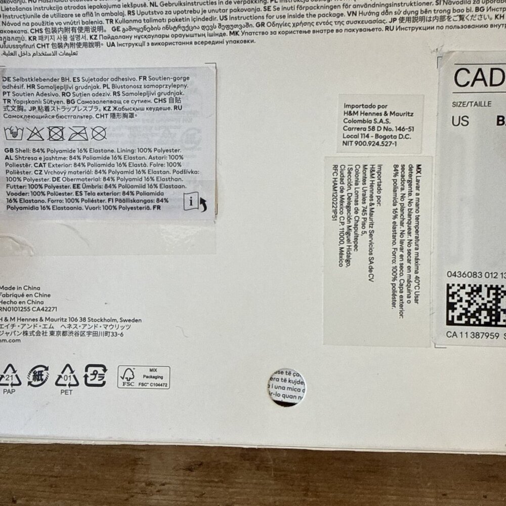 New In Box H&M Bra Self-Adhesive Stick On Gel Strapless Backless B/C - Picture 7 of 9